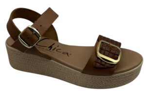 SANDALIA BANDA HEBILLA CUÑA IMIT CAÑAMO